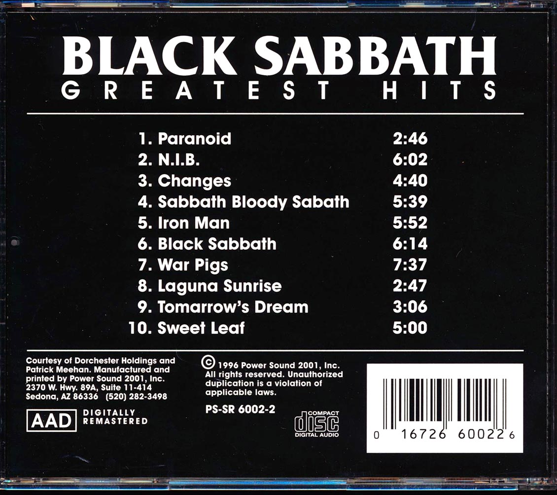 Greatest Hits De Black Sabbath, CD Chez Discordia-taranto - Ref:937380415