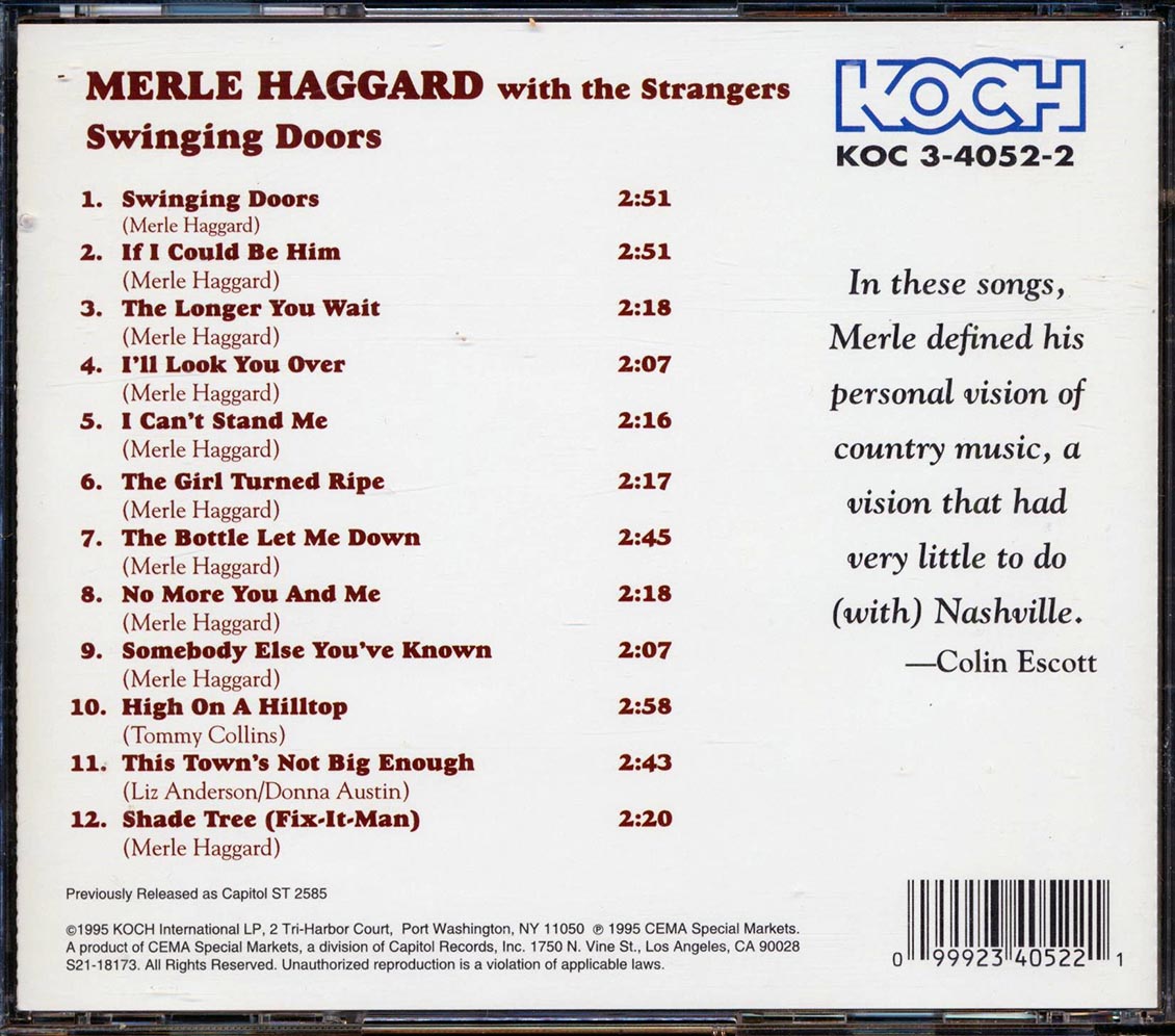 Sealed New Cd Merle Haggard Strangers Swinging Doors