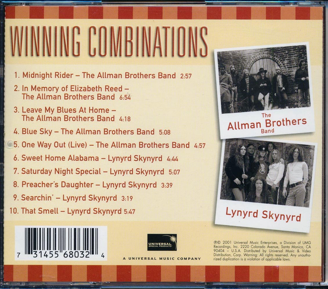 Winning Combinations De The Allman Brothers Band Lynyrd Skynyrd, CD ...